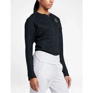 Nike Court Dri-Fit Cropped Zip Jacket Black Women’s XL  Tennis Performance